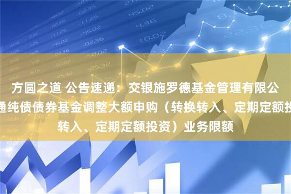 方圆之道 公告速递：交银施罗德基金管理有限公司关于交银裕通纯债债券基金调整大额申购（转换转入、定期定额投资）业务限额